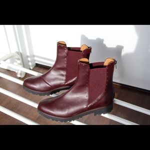 Burgundy Vegan Leather Chelsea Boots